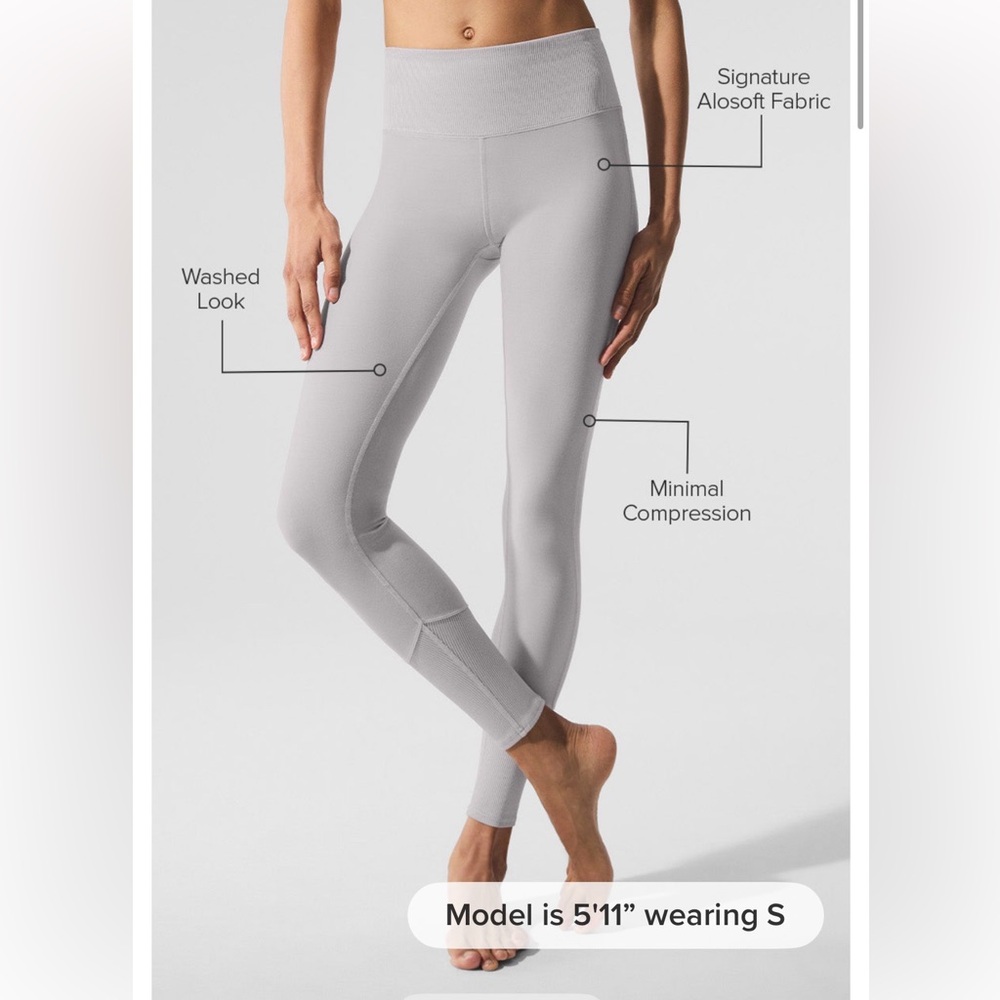 Alo Yoga Wash Alosoft High-waist Lounge Leggings - Grey sky wash size Large